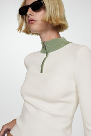 Pull-over col fermeture Éclair - Vert pastel