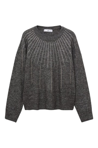 Pull-over maille détails brillants - Gris