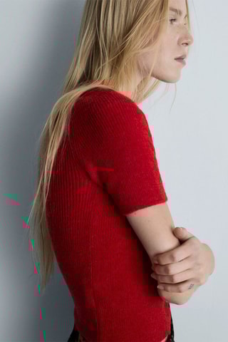 Pull-over manches courtes - Rouge