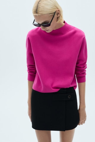 Pull-over maille col montant - Fuchsia