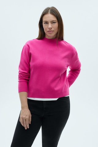 Pull-over maille col montant - Fuchsia