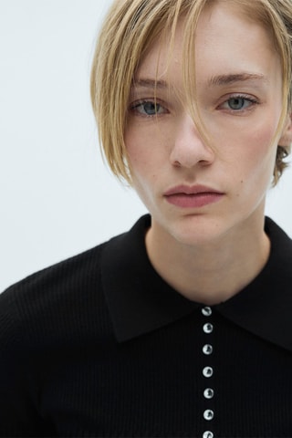 Pull-over avec boutons décoratifs - Noir