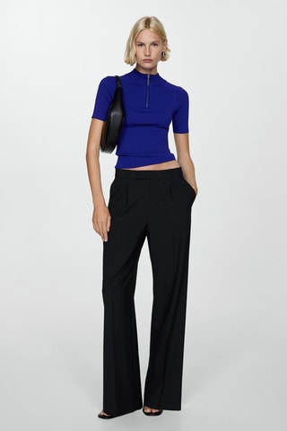 Pull-over manches courtes fermeture Éclair - Bleu électrique