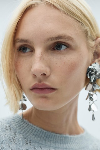 Pull-over ajouré détails Lurex - Ciel