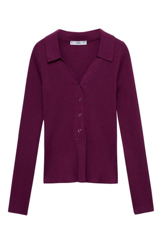 Pull-over maille côtelée boutons - Bordeaux