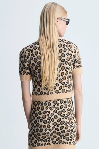 Pull-over manches courtes léopard - Marron