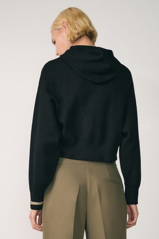 Pull-over maille capuche - Noir