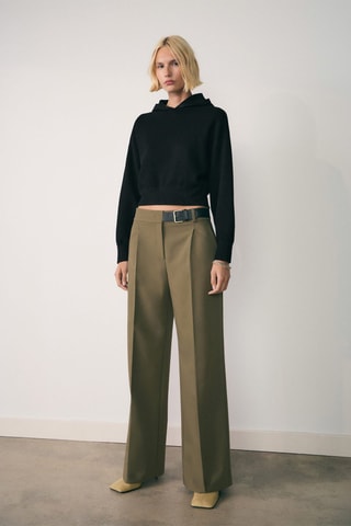 Pull-over maille capuche - Noir