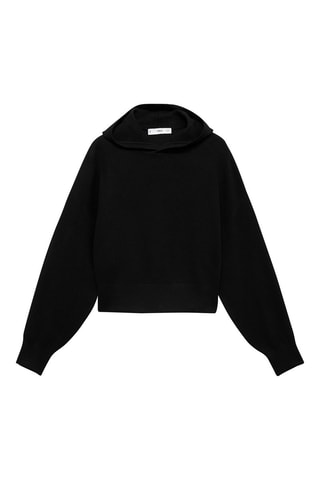 Pull-over maille capuche - Noir