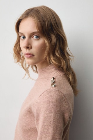 Pull-over col montant manches courtes - Rose pâle