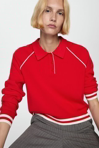 Pull-over à bords contrastants - Rouge
