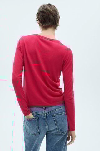 Pull-over maille fine col rond - Fuchsia