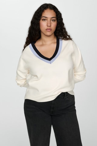 Pull-over détail rayures - Écru