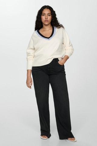 Pull-over détail rayures - Écru