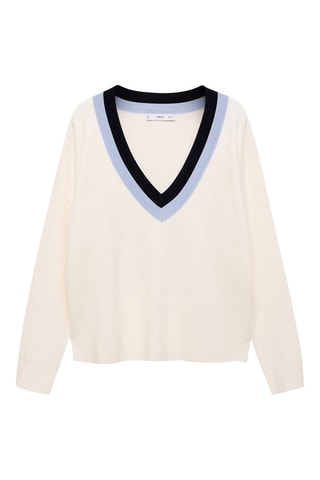 Pull-over détail rayures - Écru