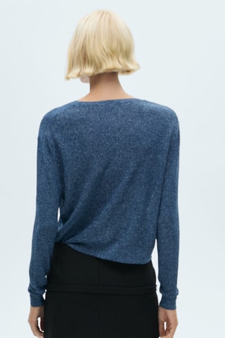 Pull-over Lurex col rond - Bleu marine