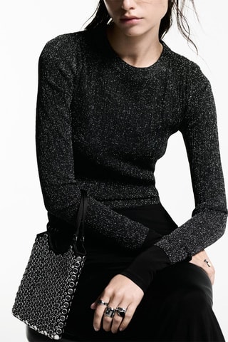 Pull-over Lurex col rond - Noir