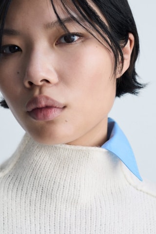 Pull-over col montant coutures - Ecru