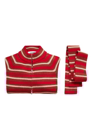 Cardigan rayures écharpe - Rouge