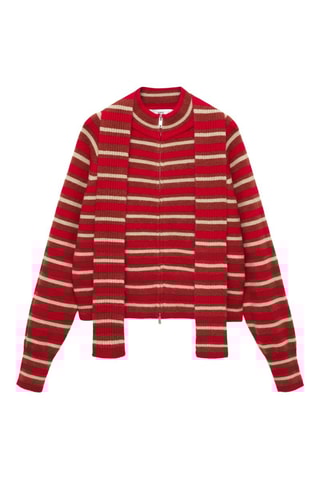 Cardigan rayures écharpe - Rouge