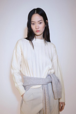 Pull-over maille col montant - Ecru