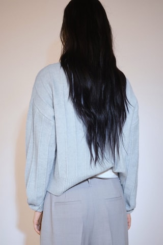 Pull-over maille col montant - Bleu clair