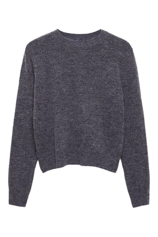 Pull-over maille coton lin col rond - Gris