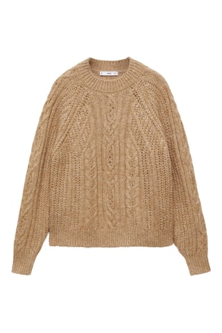 Pull-over maille épaisse col rond - Marron