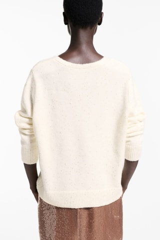 Pull-over col V paillettes - Doré