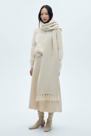 Pull-over empiècements col montant - Ecru