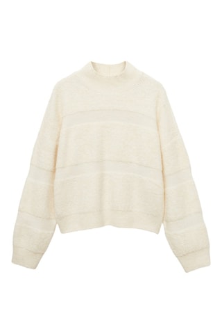 Pull-over empiècements col montant - Ecru