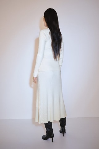 Cardigan maille côtelée boucle - Ecru