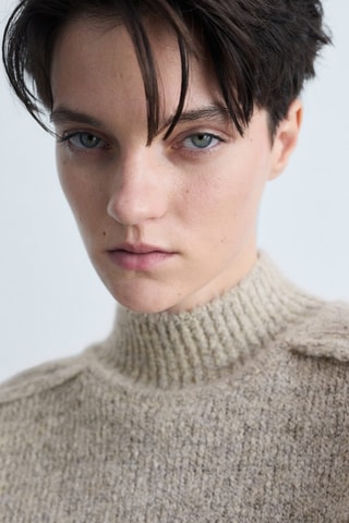 Pull-over maille col montant - Sable