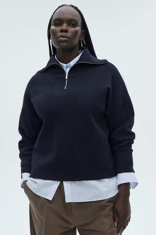 Pull-over col fermeture éclair - Bleu marine