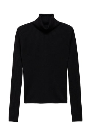 Pull-over laine mélangée col roulé - Noir