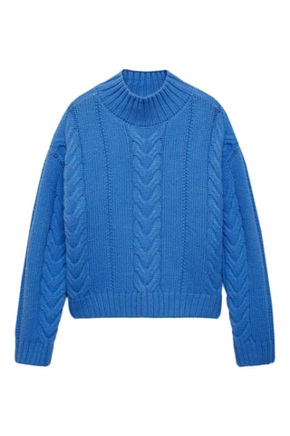 Pull-over torsades col montant - Bleu électrique