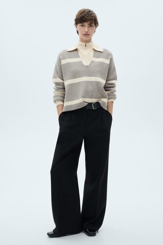 Pull-over maille col polo - Gris