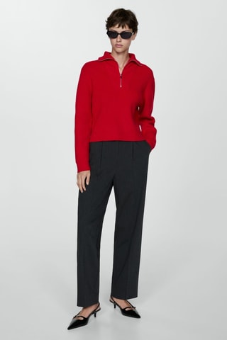 Pull-over col fermeture éclair - Rouge