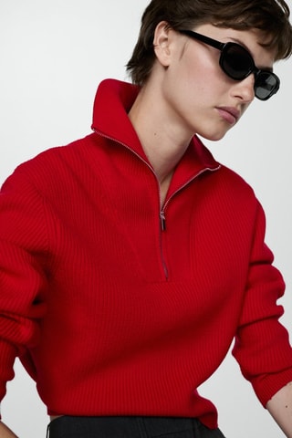 Pull-over col fermeture éclair - Rouge