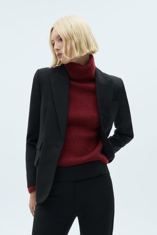 Pull-over maille col roulé - Lie-de-vin