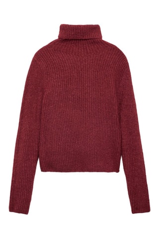 Pull-over maille col roulé - Lie-de-vin