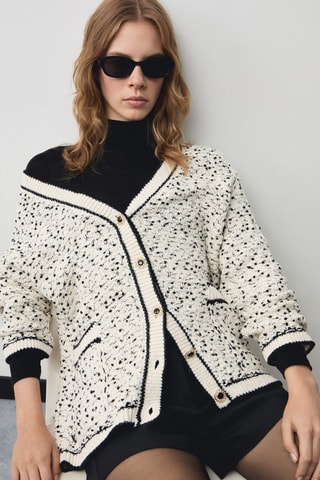 Cardigan oversize jaspé - Ecru