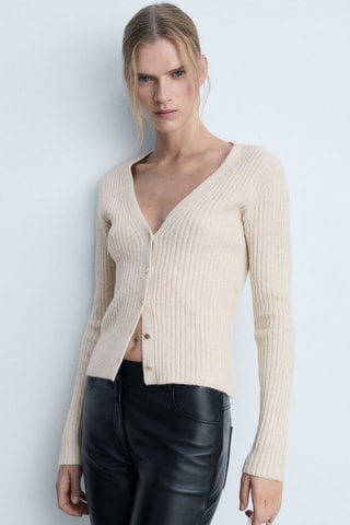 Cardigan maille boutons métalliques - Gris clair