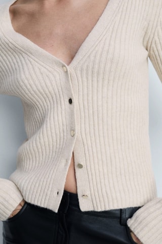 Cardigan maille boutons métalliques - Gris clair