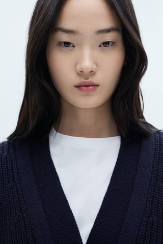 Cardigan boutons oversize - Bleu marine