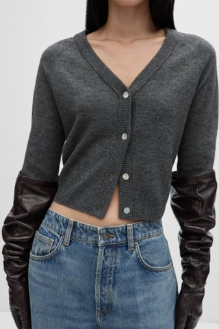 Cardigan laine boutons - Gris foncé