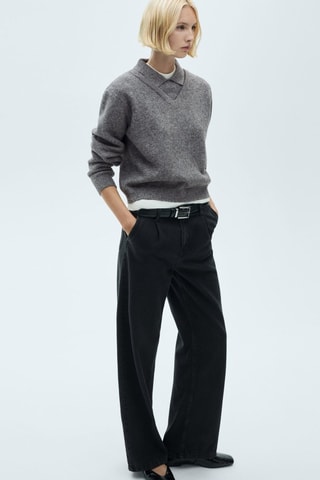 Pull-over col chemise combiné - Anthracite