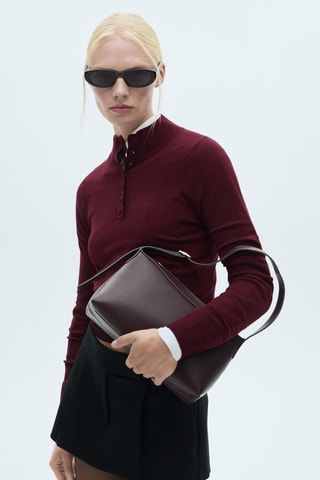 Pull-over maille fine boutons - Lie-de-vin