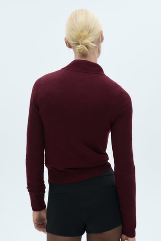 Pull-over maille fine boutons - Lie-de-vin