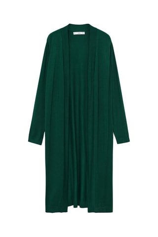 Cardigan long maille fine - Vert foncé